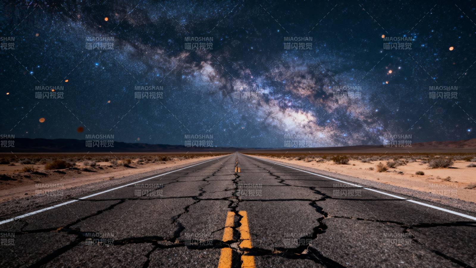 星河下的公路图片