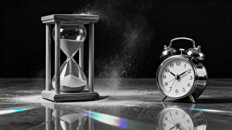时光流转 沙漏与钟表图片