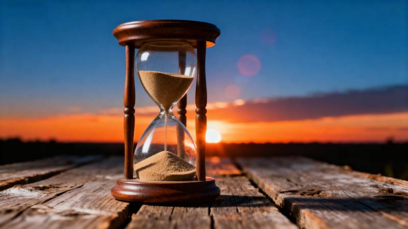 沙漏映夕阳图片