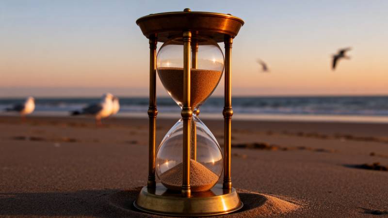 沙漏海边时光图片