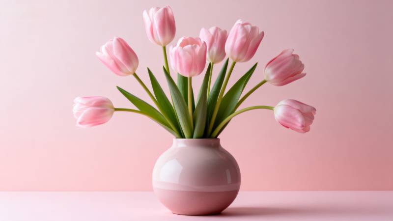 粉郁金香静谧绽放图片