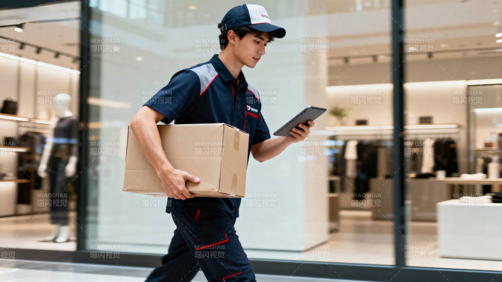 快递员送货中图片