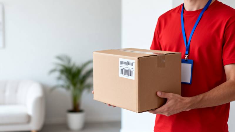 快递员递送包裹图片