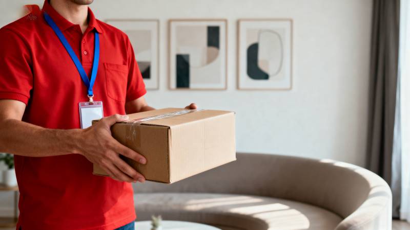 快递员递送包裹图片