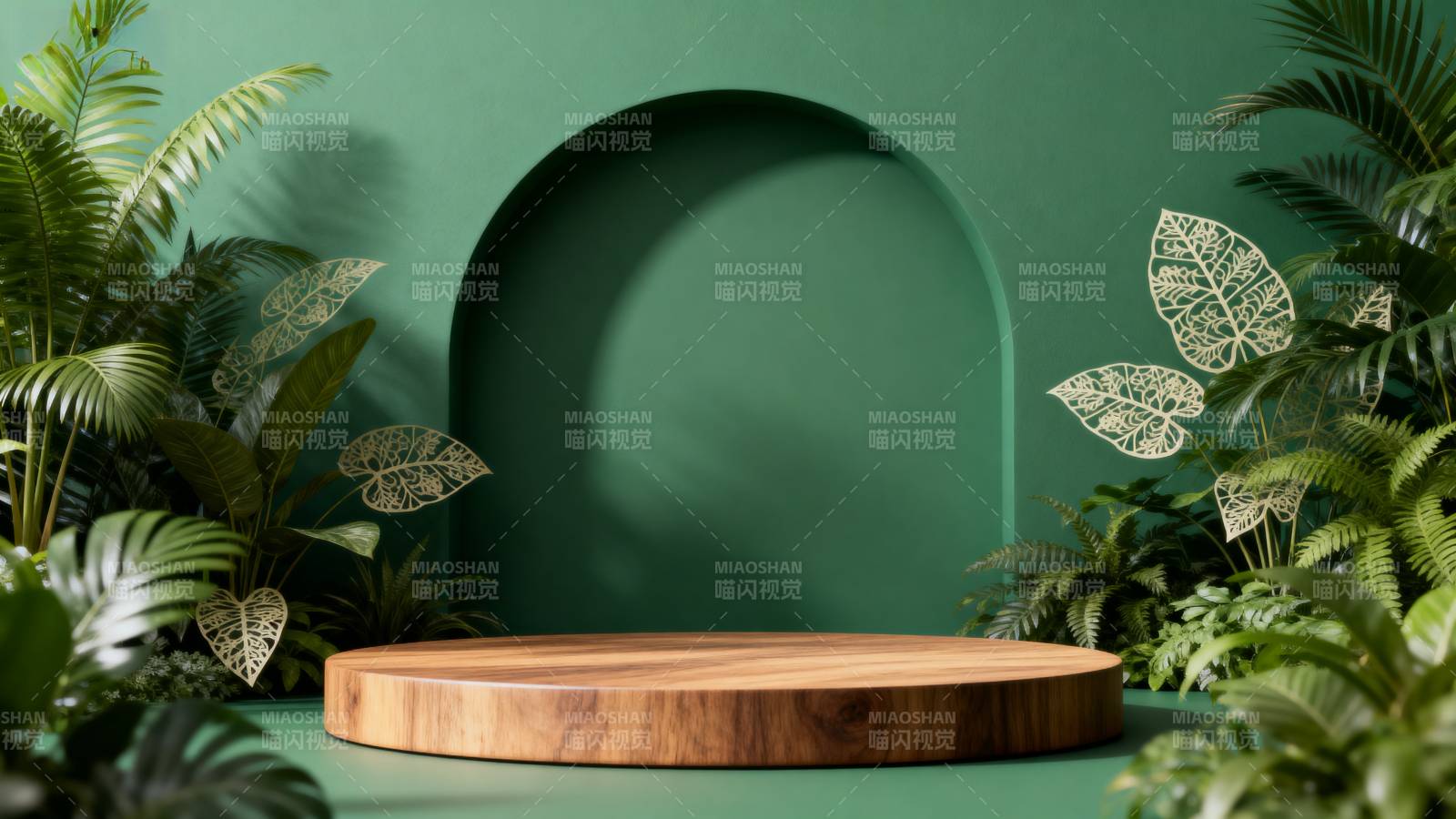 绿意盎然的展示台图片