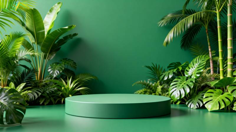 绿意盎然的展示台图片