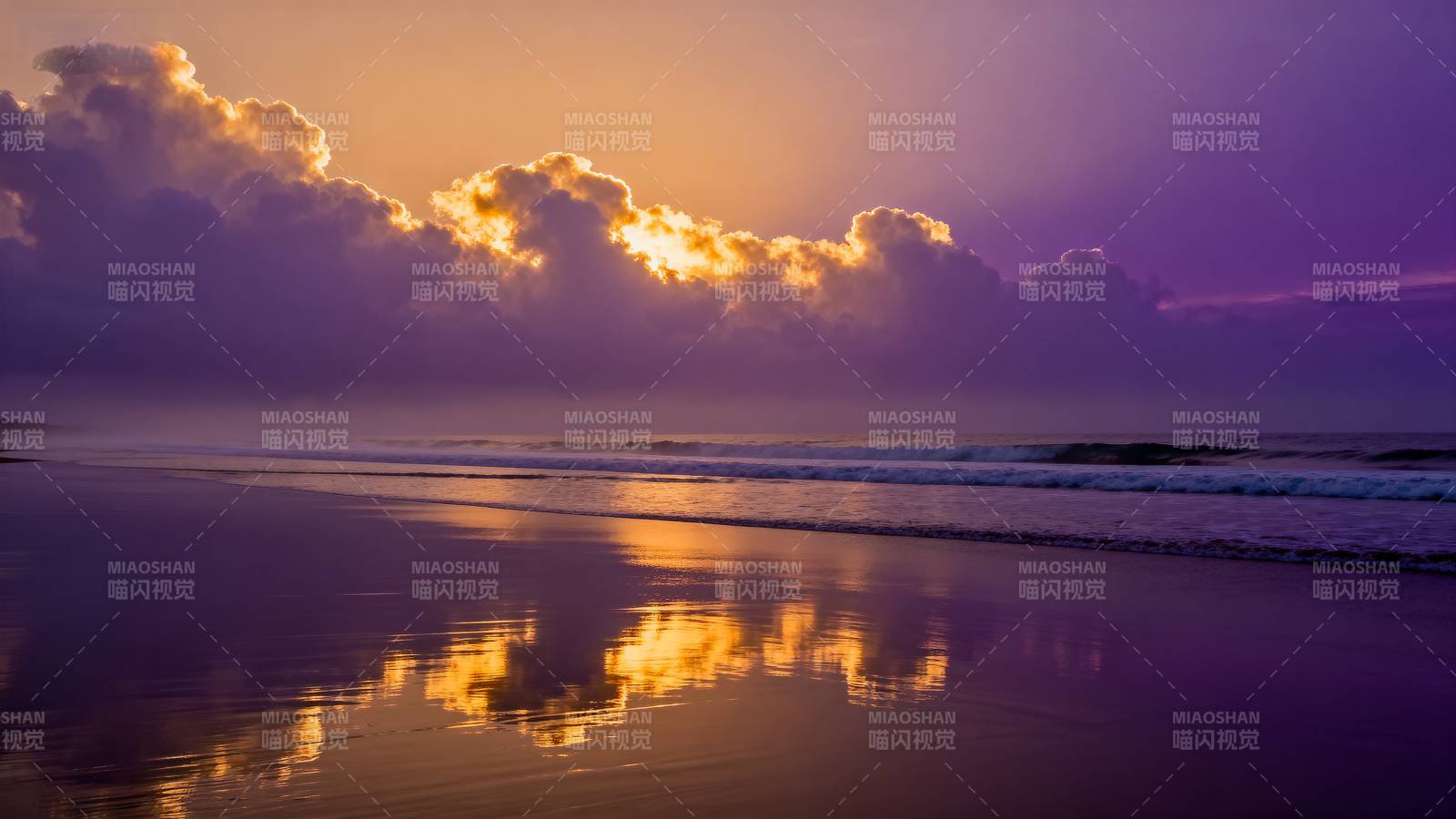 紫霞映海 静谧黄昏图片