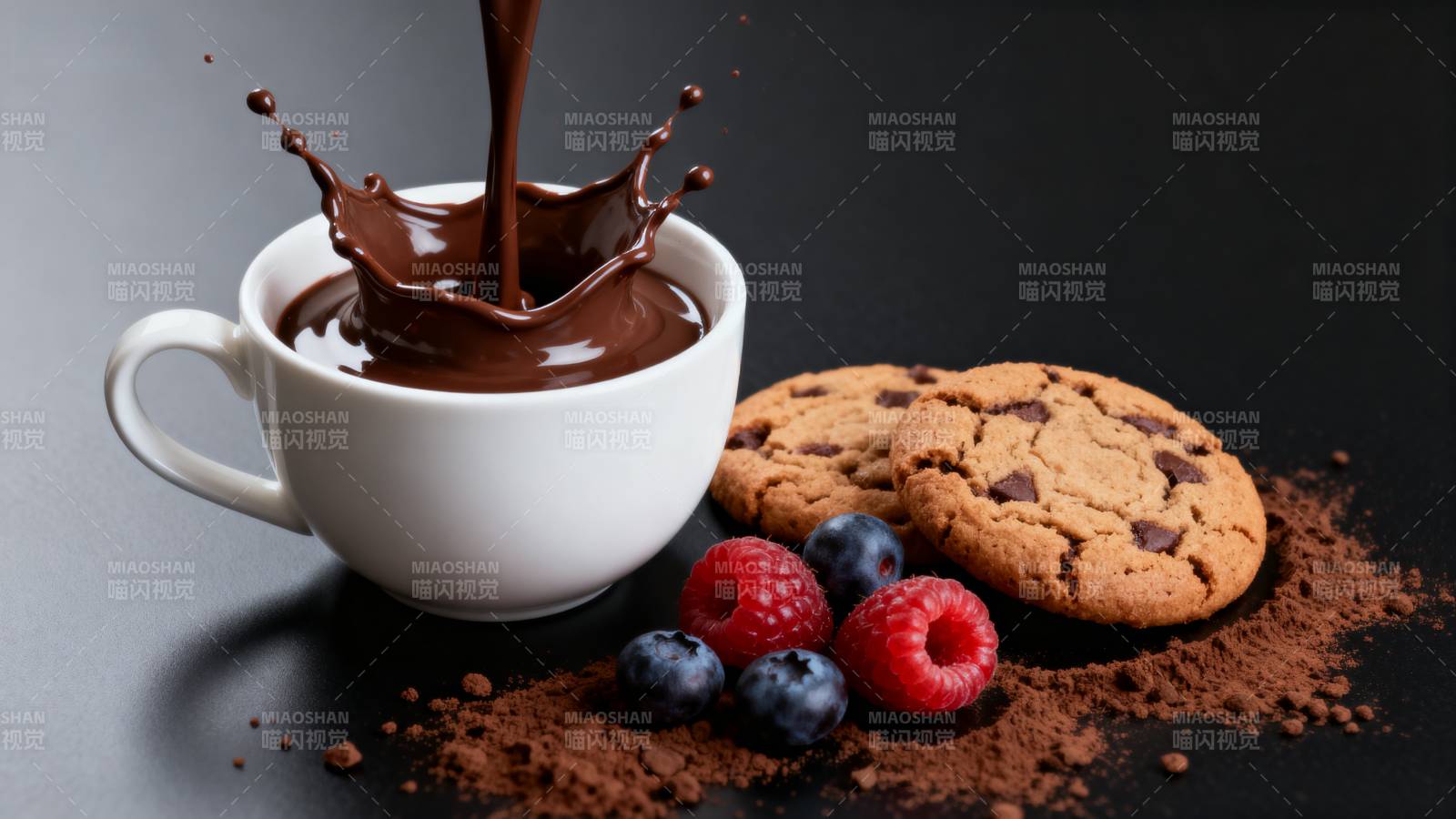 巧克力溅入杯中图片