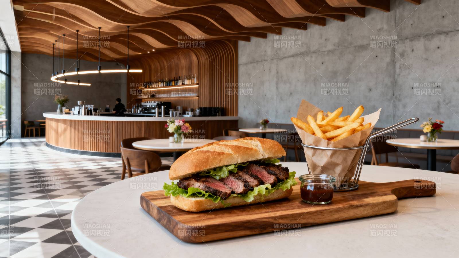 美味汉堡配薯条图片