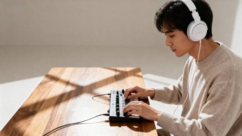 专注弹奏电子琴图片