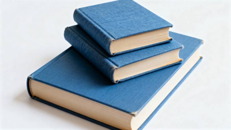 蓝色书堆叠图片