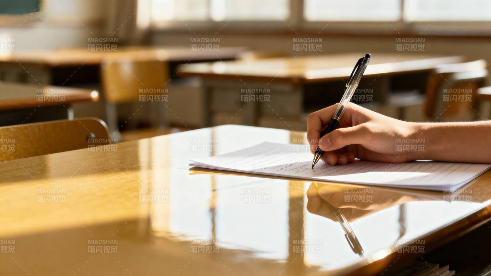 教室里认真书写图片