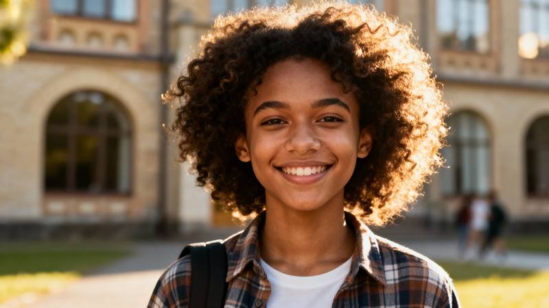 阳光下的微笑女孩图片
