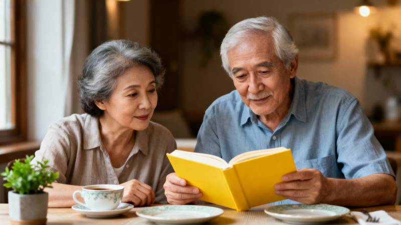 老夫妻共读时光图片