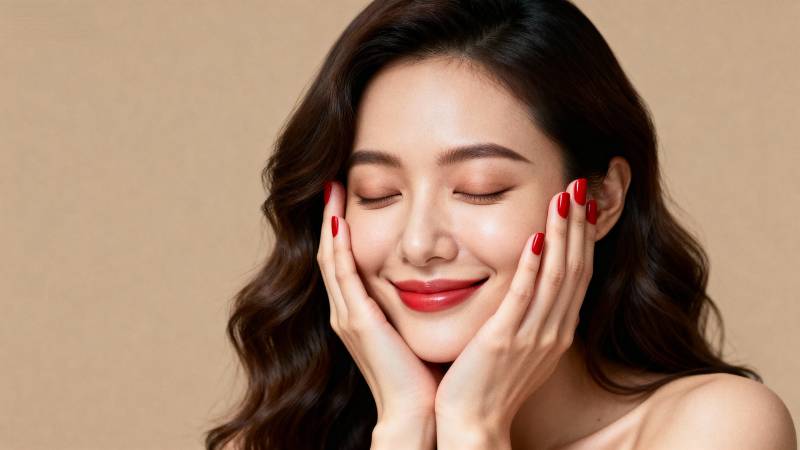 红唇微笑美人图片