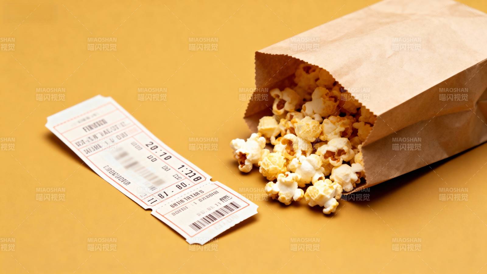 电影票与爆米花图片