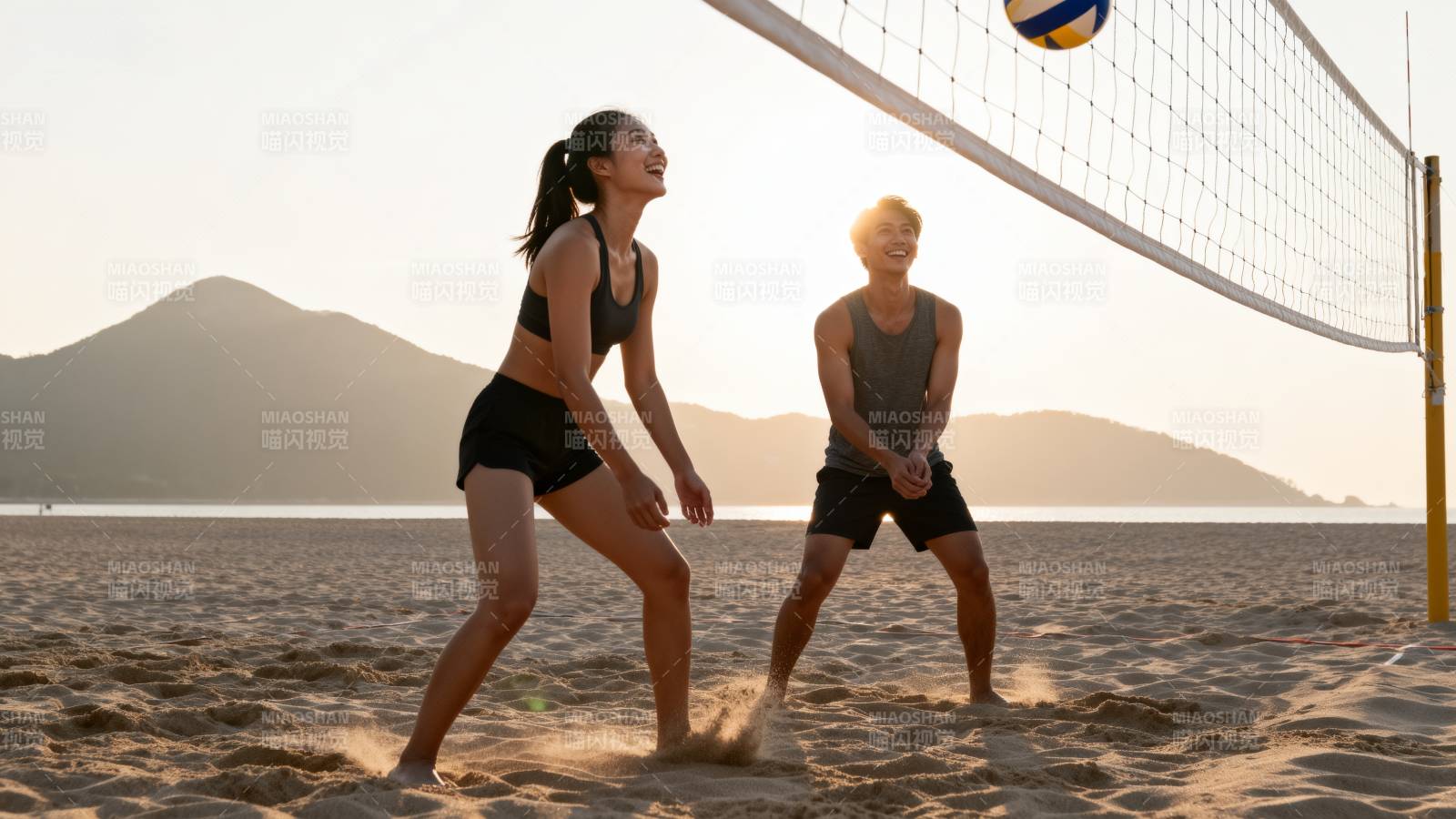 沙滩排球对决图片
