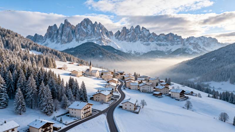 雪岭小镇风光图片