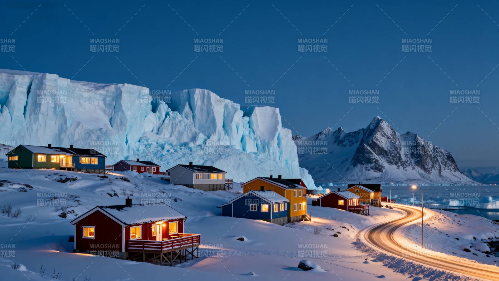 极地雪村夜景图片