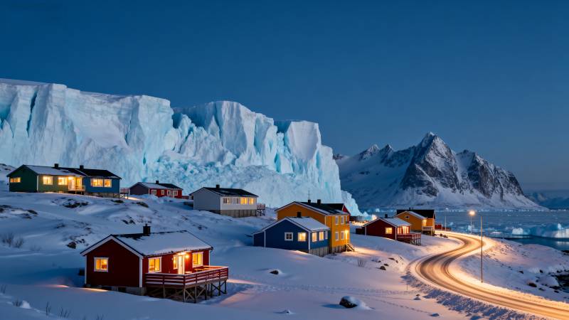 极地雪村夜景图片