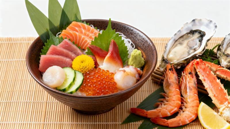 日式海鲜丼饭图片