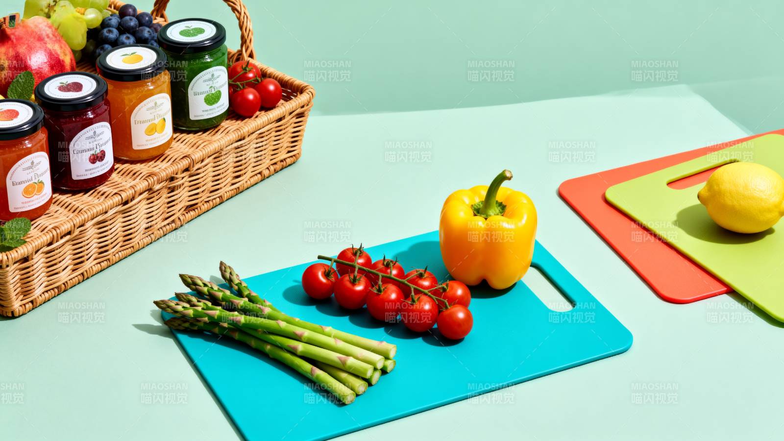 新鲜蔬果与酱料图片