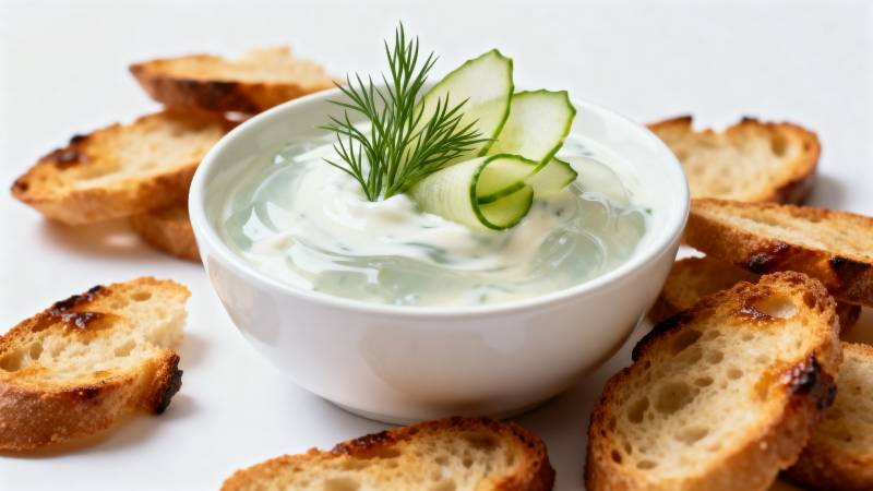 酸奶黄瓜蘸酱配烤面包图片
