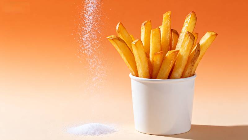 薯条撒盐瞬间图片