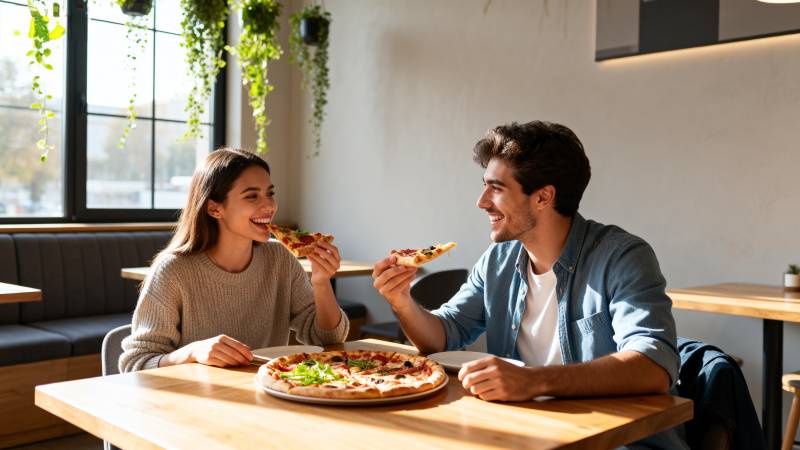 情侣共进披萨时光图片