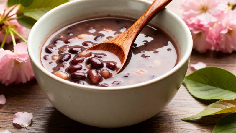 红豆汤配樱花图片