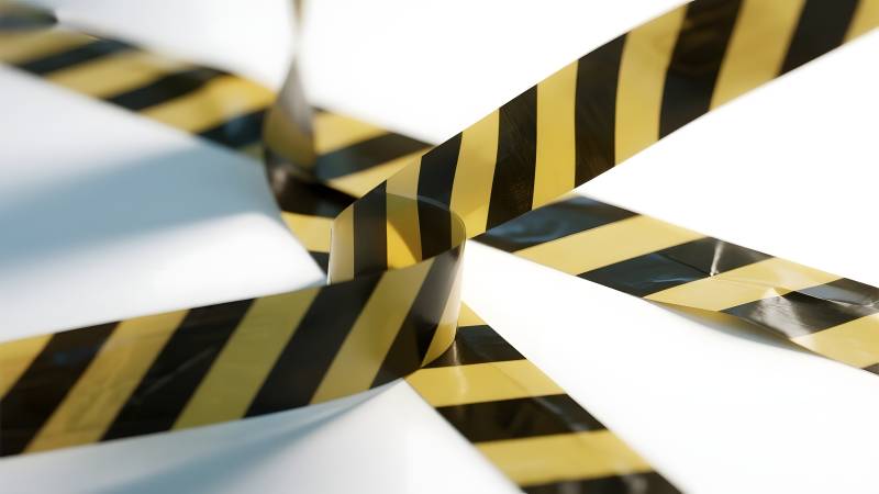 警示带交错缠绕图片