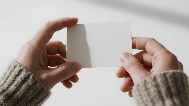 双手持白卡图片