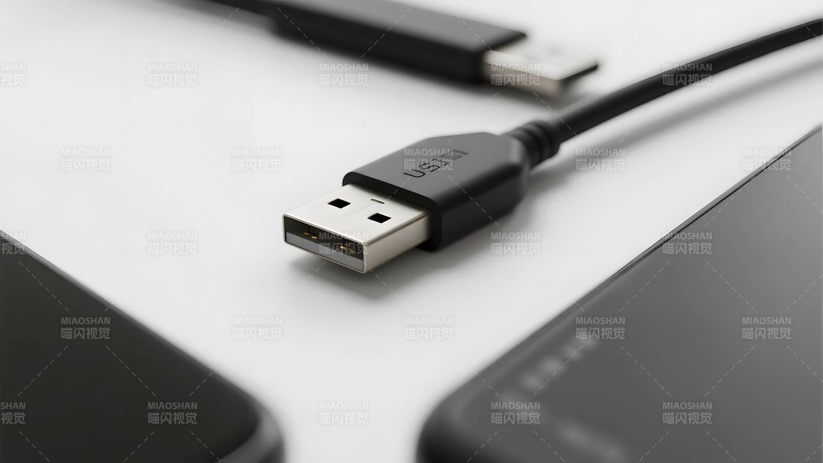 USB数据线连接设备图片