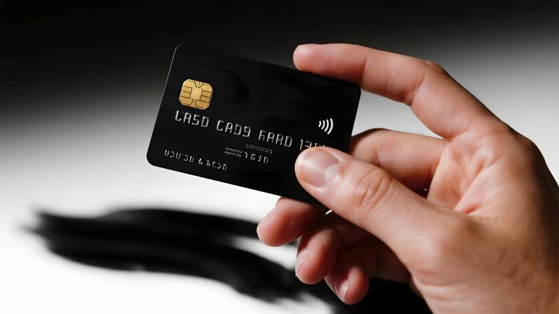 手持黑色信用卡图片