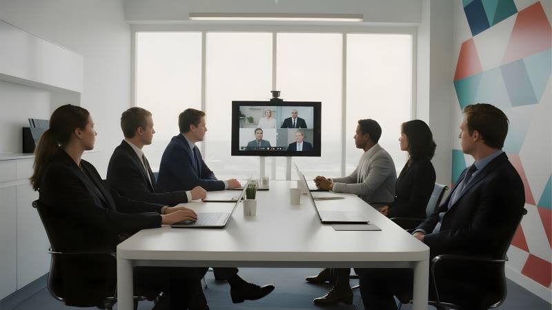 视频会议进行中图片