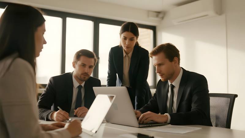 商务会议讨论中图片