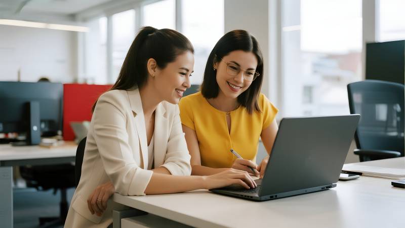 职场女性共事协作图片