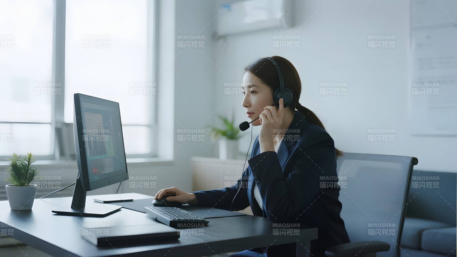 客服人员正在工作图片