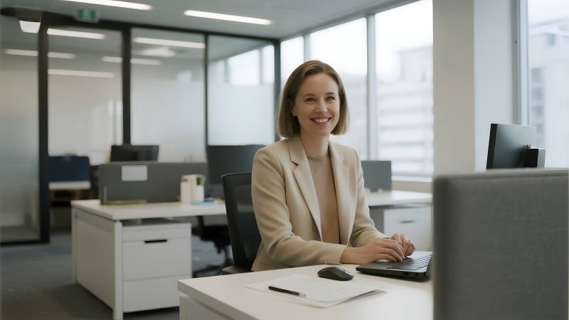 职场女性微笑工作图片