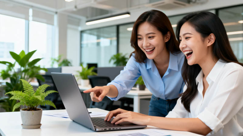 同事共事笑谈工作图片