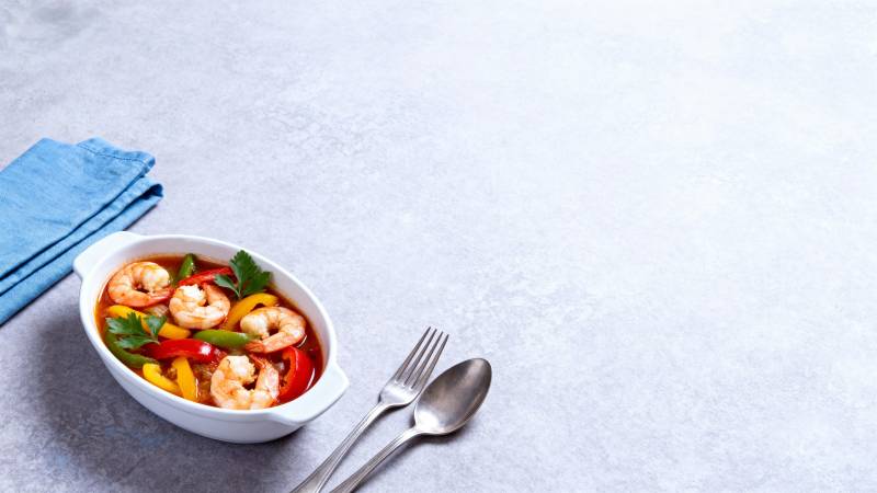 虾仁彩椒煲图片