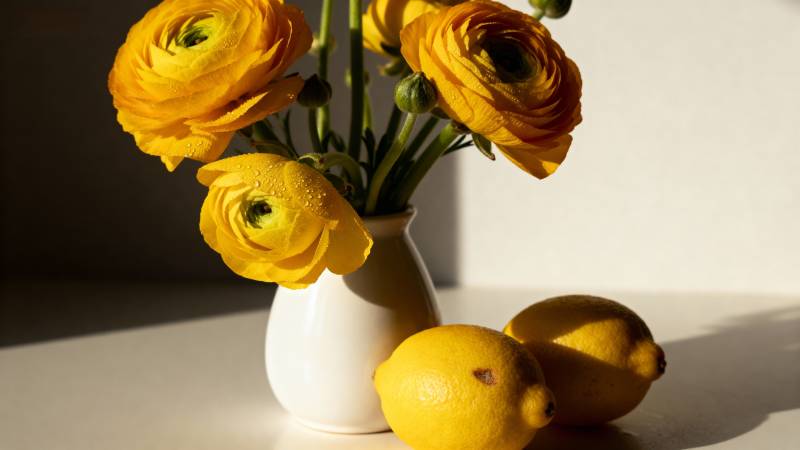 黄花柠檬静物图图片