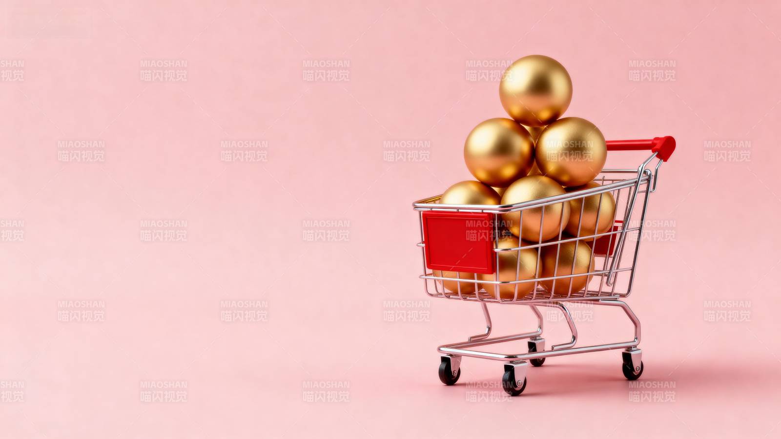 金色球装满购物车图片