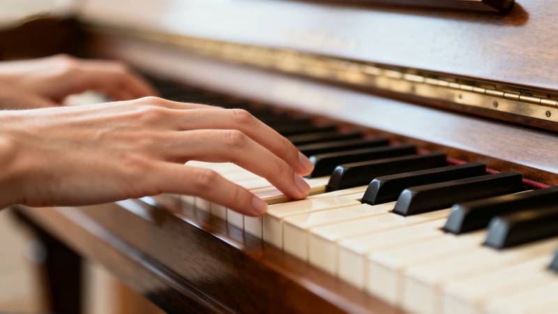 指尖轻触琴键图片