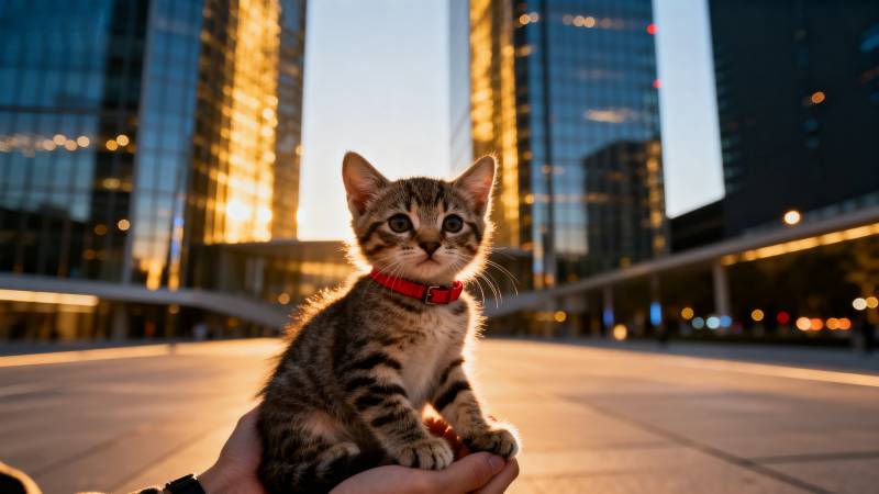 城市小猫的黄昏时光图片