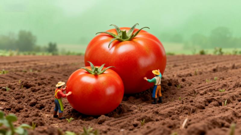 番茄田里的小农夫图片