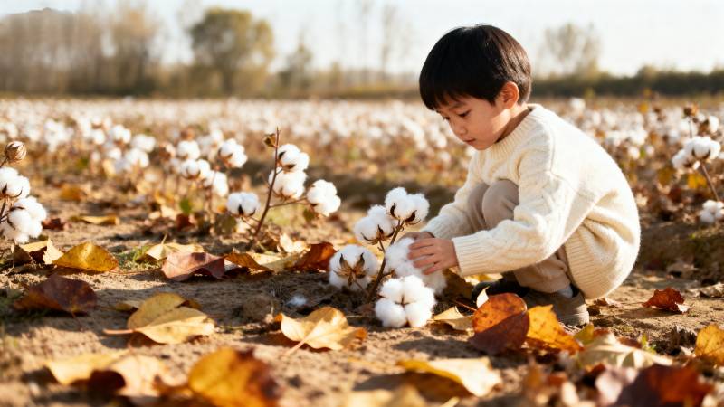 童趣棉田秋色图片