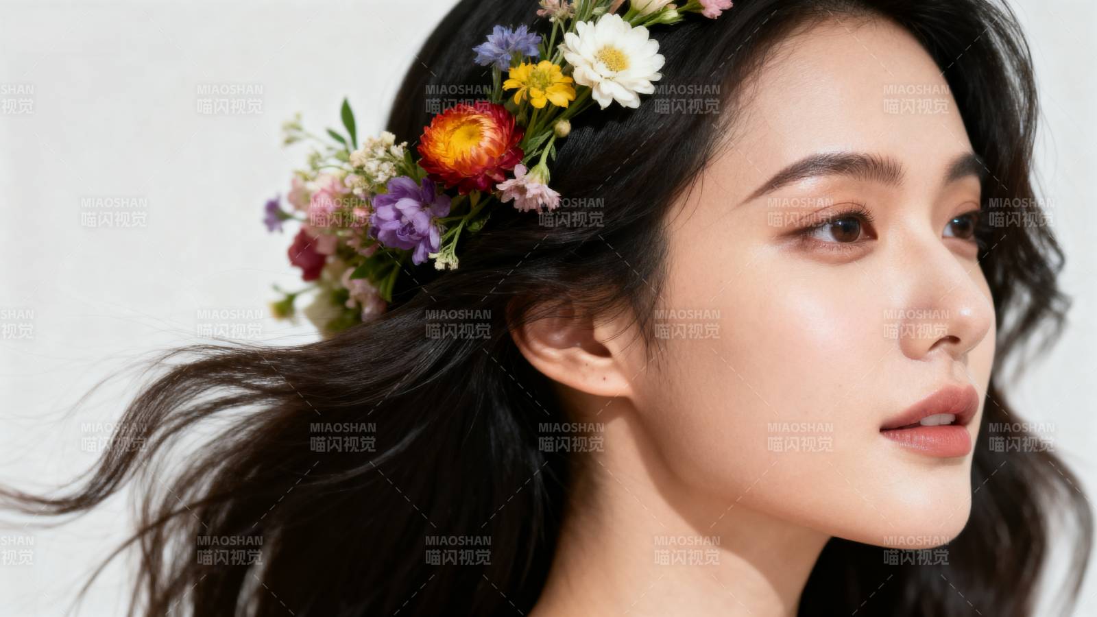 花环美人侧颜图片