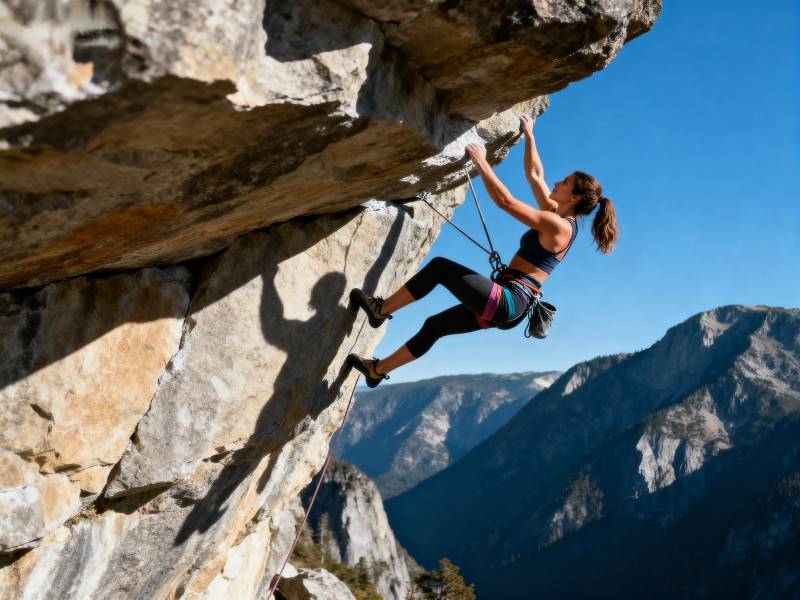 攀岩者挑战峭壁图片