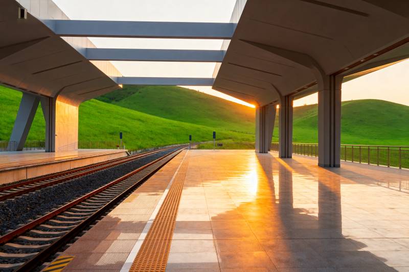 晨光中的车站图片